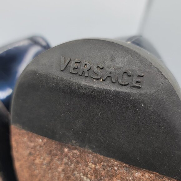 Versace Blue Loafer Slip on shoes size 10 Italian Designer Business Casual - Picture 4 of 11